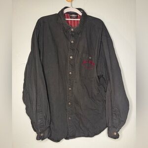Harley Davidson Snap Front Lined Black Long Sleeve Shirt Jacket